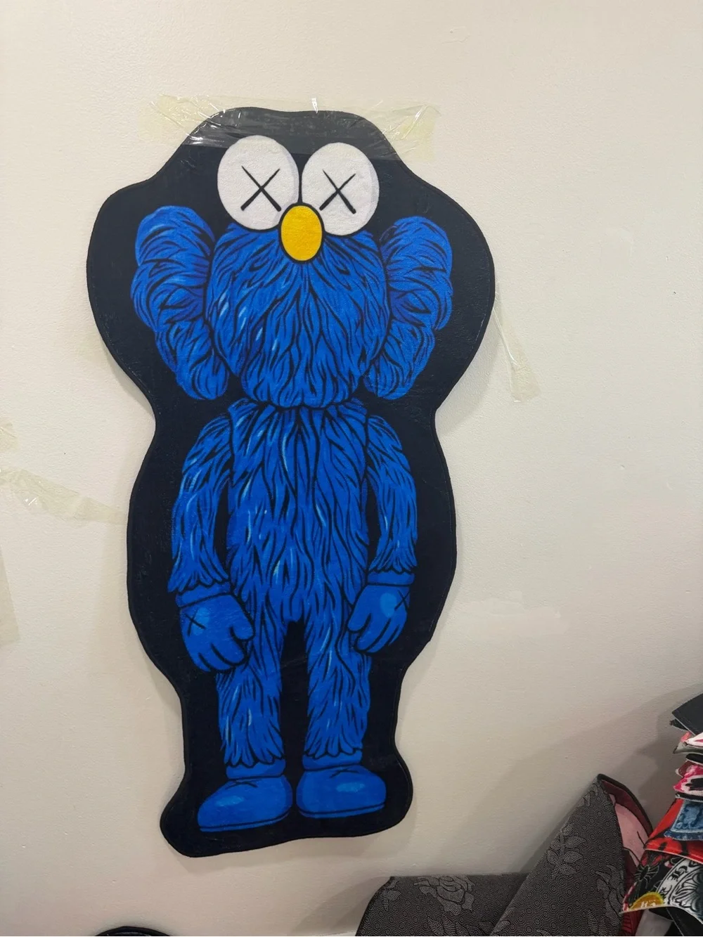Blue Furry Character Wall Art - Decorative Home Wall Decor。Rug